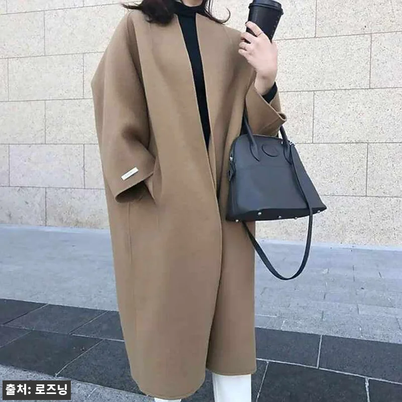가오리핏 여성 루즈핏 모직 검정 코트 관련 이미지 5