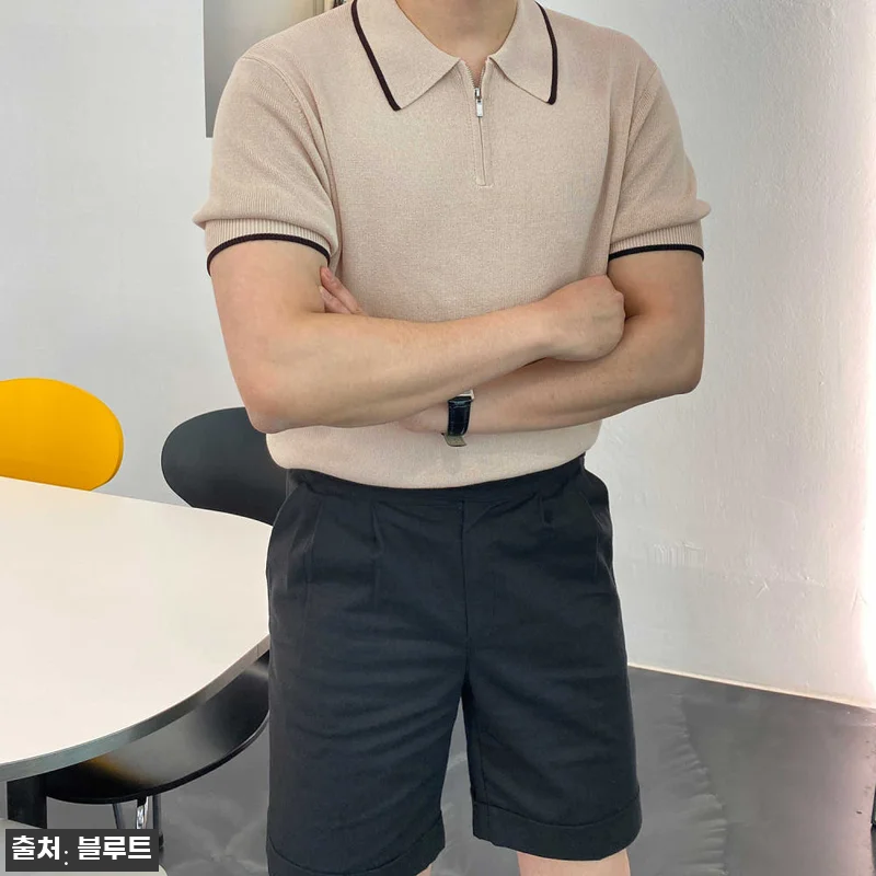 배색 워셔블 반집업니트 머슬핏니트 남 관련 이미지 5