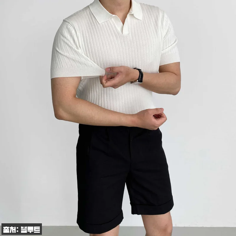 남자반팔니트 오픈카라니트 머슬핏니트, 관련 이미지 6