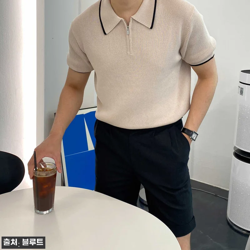 배색 워셔블 반집업니트 머슬핏니트 남 관련 이미지 6