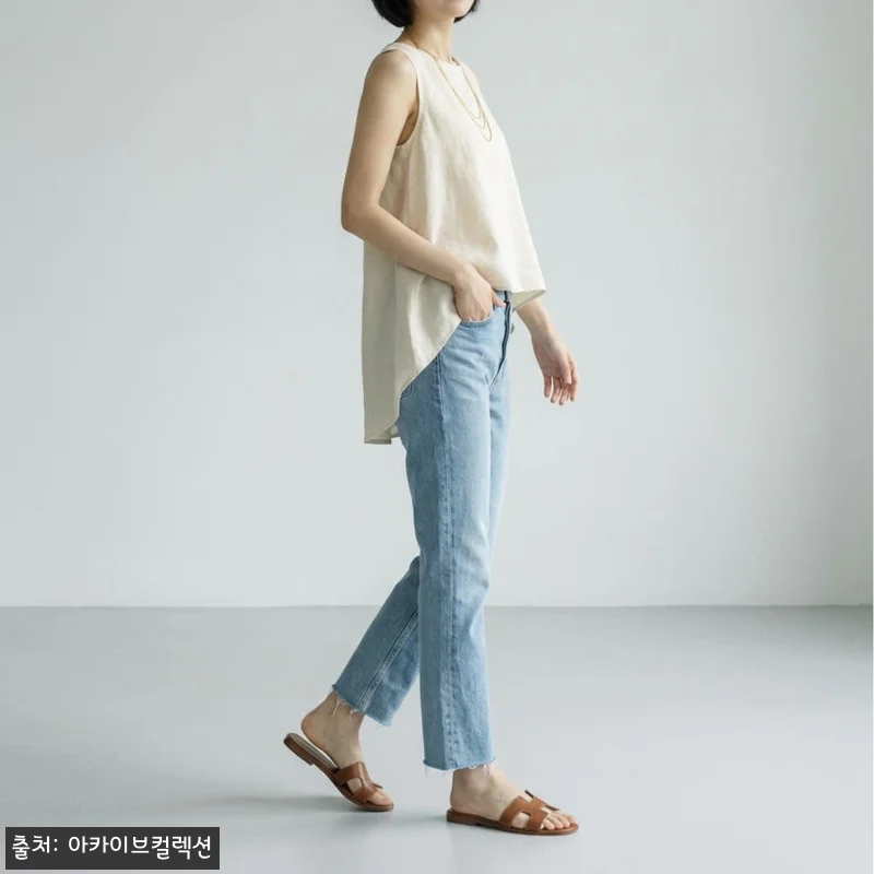 토템 여성 연청 오가닉 코튼 데님팬츠 관련 이미지 7