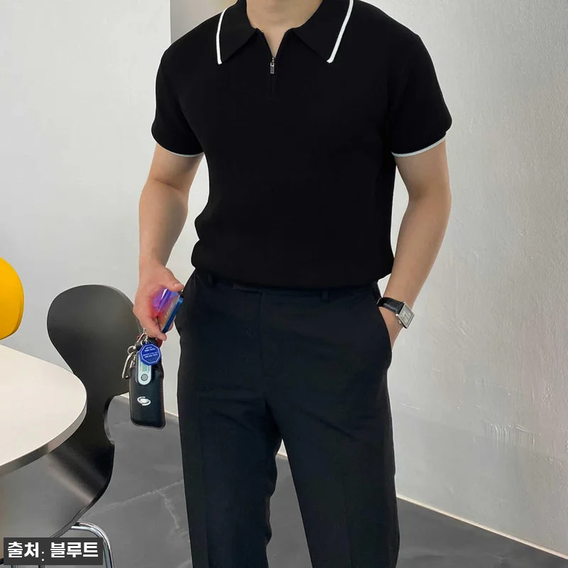 배색 워셔블 반집업니트 머슬핏니트 남 관련 이미지 7