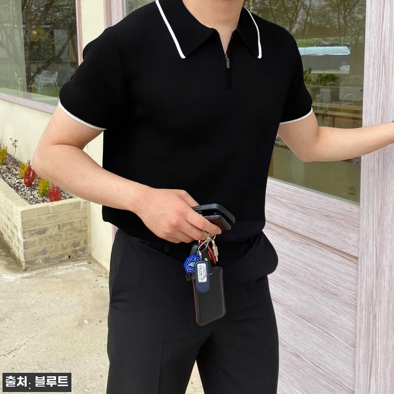 배색 워셔블 반집업니트 머슬핏니트 남 관련 이미지 8