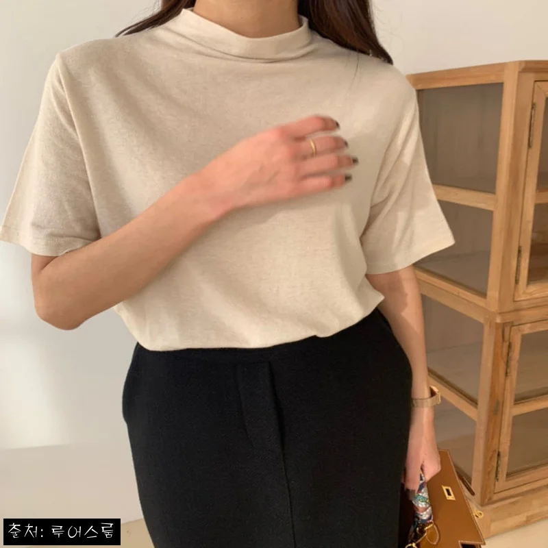 루이사 하이넥 반팔 티셔츠, 봄가을 레이어드 기본템으로 눈여겨볼 4컬러