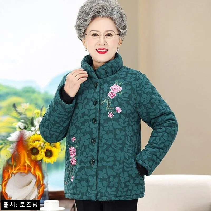 할머니 꽃자수 솜 면 패딩 기모 안감 빅사이즈 점퍼, 겨울 외출복으로 체크할 구매 정보