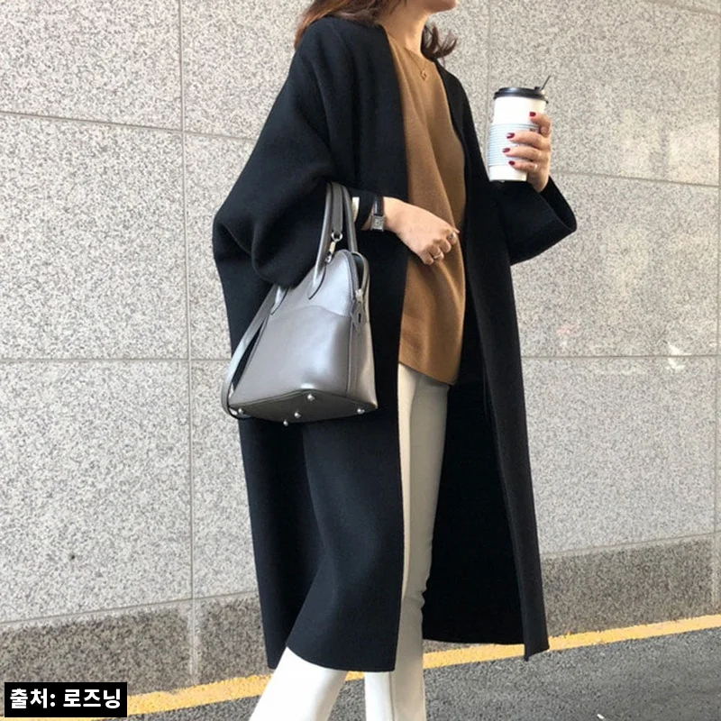 가오리핏 여성 루즈핏 모직 검정 코트, 3만원대 노카라 롱코트 6컬러 체크 후기