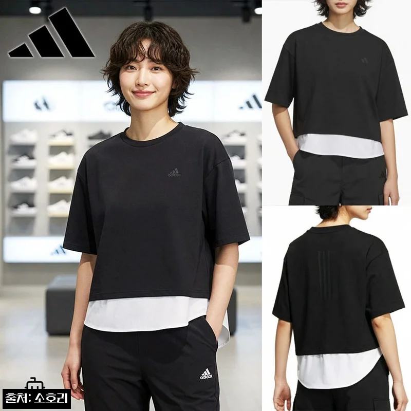 아디다스 여성 레이어드 삼선 루즈핏 순면 반팔 티셔츠 KA1018, 2만 원대 할인 구매 전 체크한 포인트