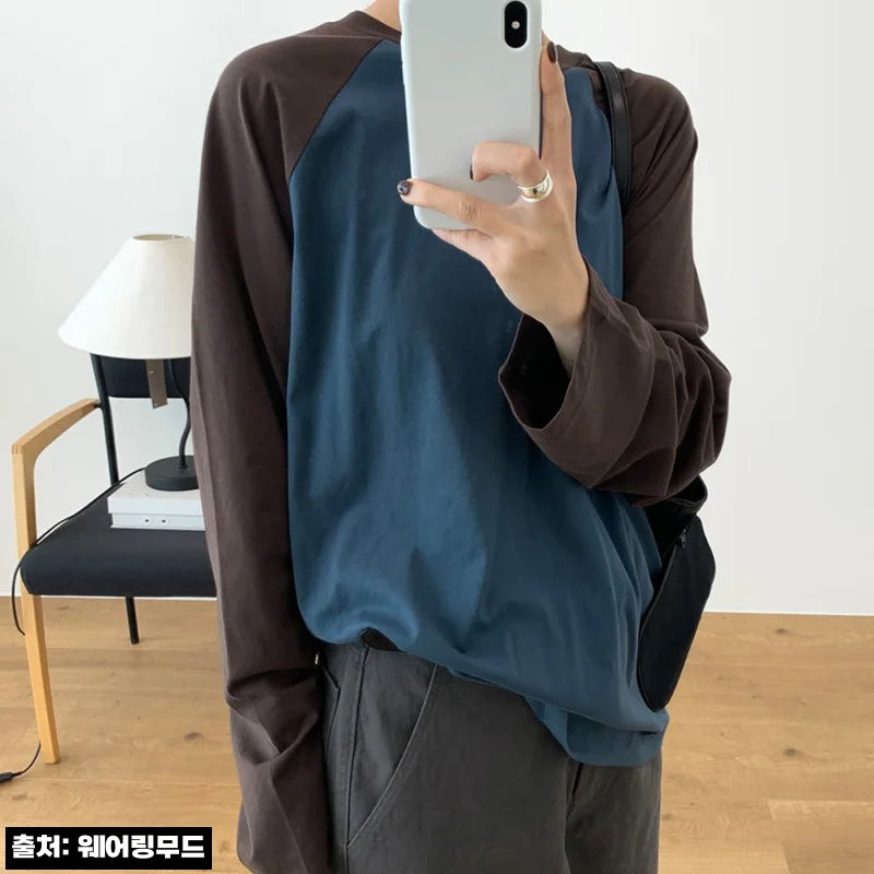 웨어링무드 바스켓 베이스 레글런티, 루즈핏 배색 나그랑 긴팔티 구매 전 체크 후기