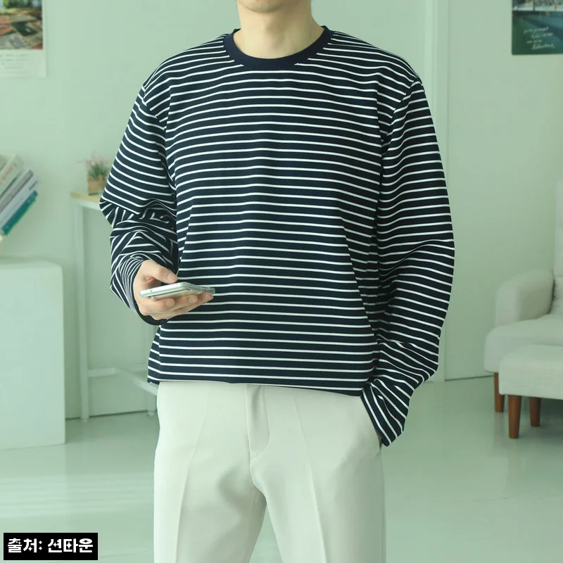 남자긴팔티 이너 레이어드 단가라 티셔츠, 간절기 데일리룩으로 눈여겨볼 6컬러 아이템