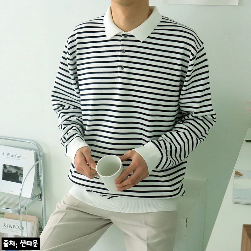 남자니트 남자카라티 오버핏 헨리넥 단가라니트, 봄 데일리룩으로 눈여겨볼 만한 할인템