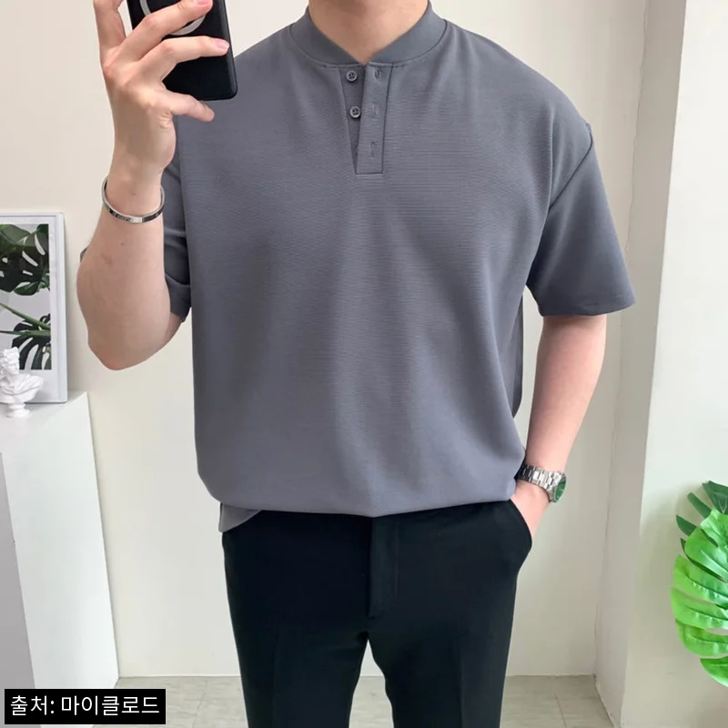 남자 헨리넥 반팔 세미오버핏 티셔츠, 1만 원대 무료배송으로 눈여겨볼 이슈템