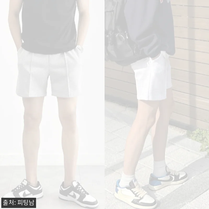 남자 윌트 여름 핀턱 이중지합포 무지 반바지 숏팬츠, 여름 데일리룩에 깔끔하게 더하기 좋은 이슈템