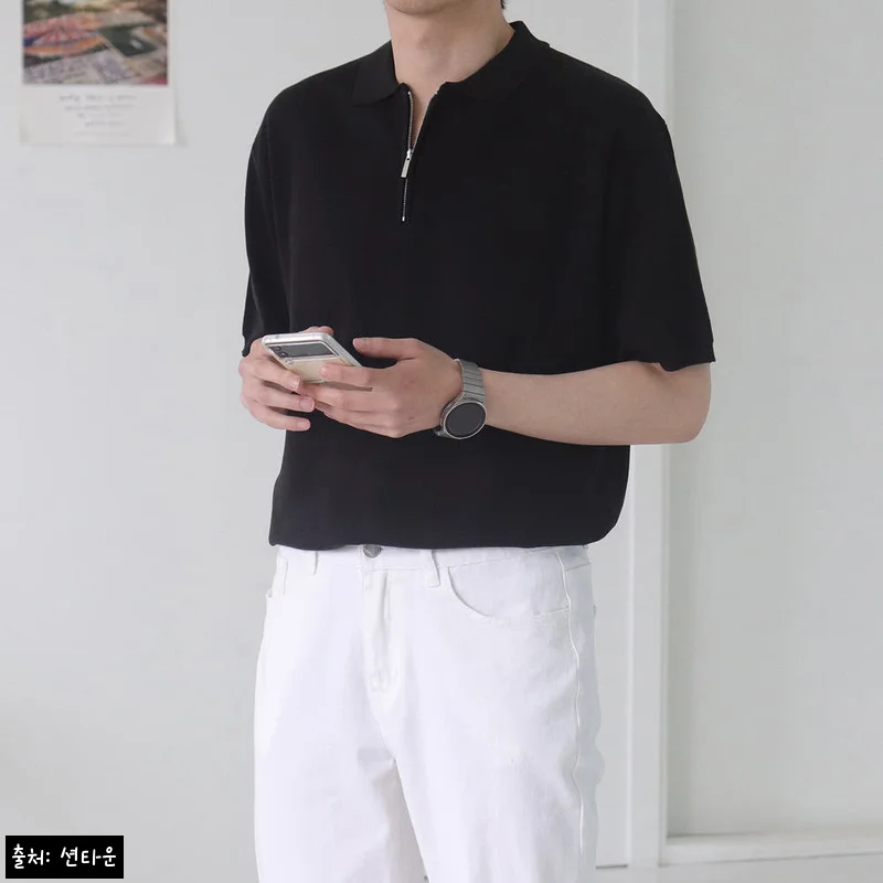 남자반팔티 머슬핏 집업 카라 반팔니트, 여름 데일리룩으로 눈여겨볼 15컬러 이슈템
