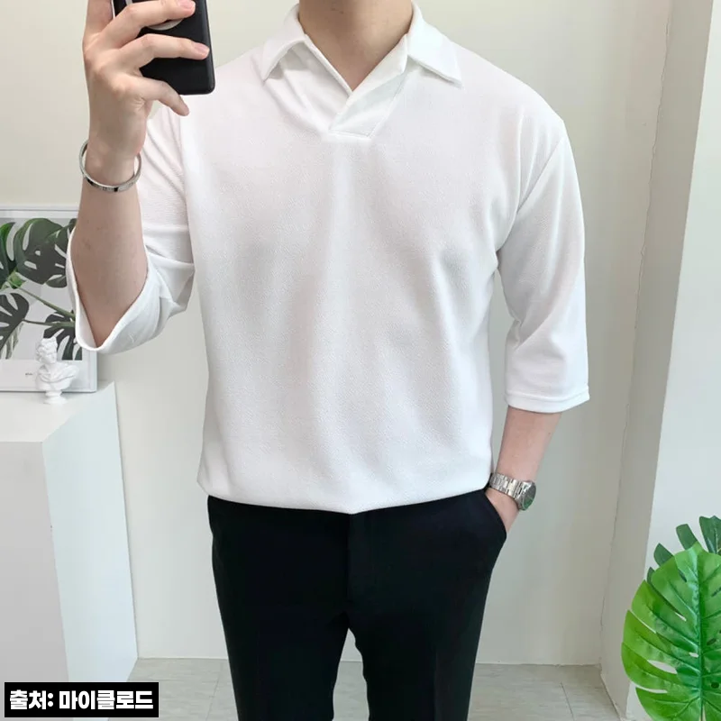 남자 7부 티셔츠 오픈카라 빅사이즈 여름 반팔, 1만 원대 무료배송으로 눈여겨본 여름 이슈템 구매 체크 후기