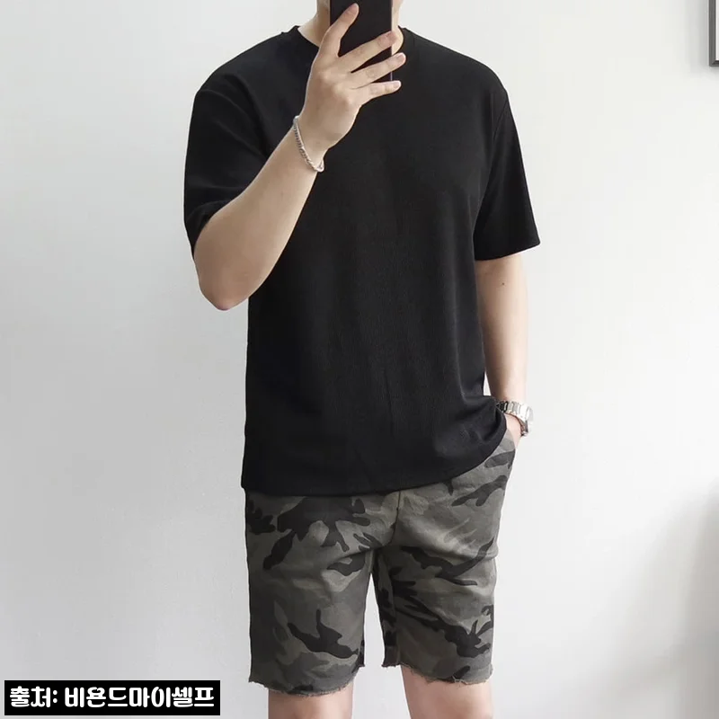 남자 와플 스판 무지 반팔 티셔츠, 1만원대 무료배송으로 눈여겨볼 기본 이슈템