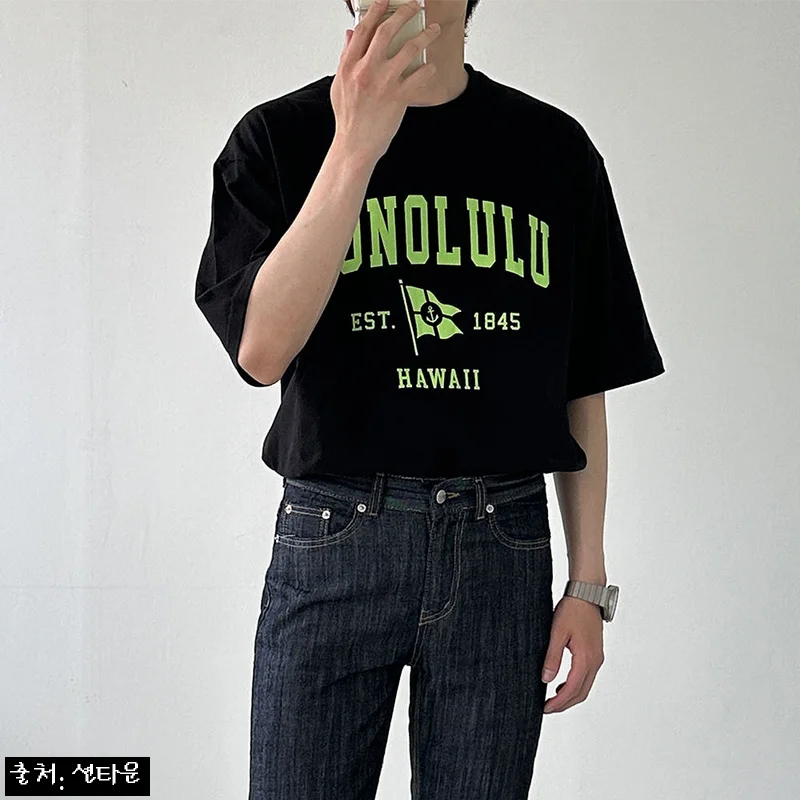 남자오버핏반팔티 여름 레터링 7부 커플반팔티, 17,500원 무료배송으로 보는 데일리 이슈템