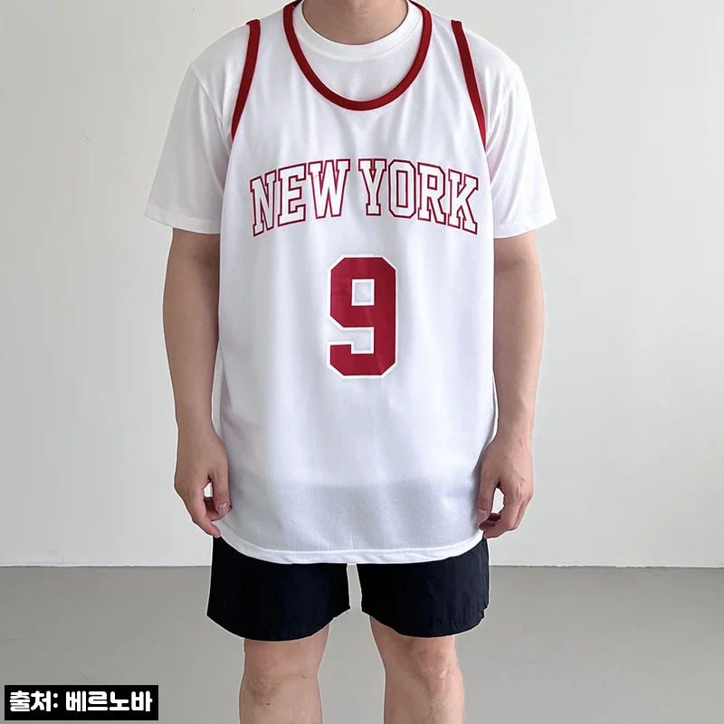 남자 매쉬져지 NBA 나시 티, 여름 오버핏 레이어드룩으로 눈여겨볼 만한 이슈템
