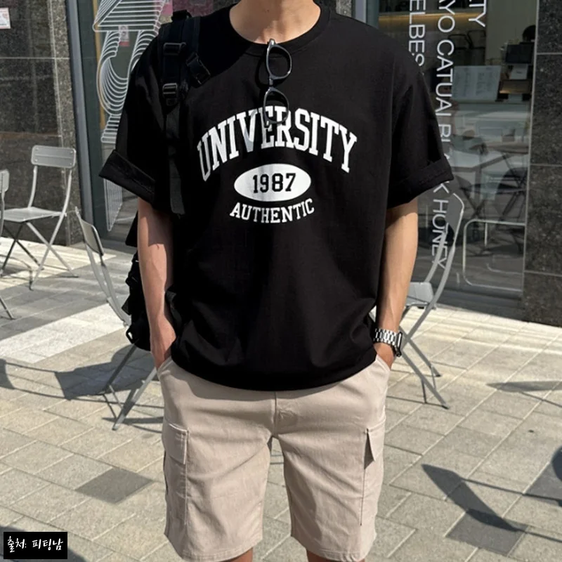 남자 알프레도 오버핏 여름 레터링 나염 반팔티 4컬러, 여름 데일리룩 포인트템으로 눈여겨볼 아이템
